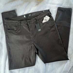 Kut from the Kloth Chocolate Mia Toothpick Skinny Wax Coated Jeans, NWT, Size 16